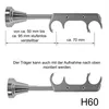 A product image showing a double curtain rod bracket with measurement annotations and an alternative mounting instruction. Produktbild-Vorschau