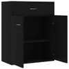 A black wooden sideboard with a drawer and two doors. Produktbild-Vorschau