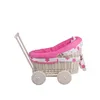 Luna Puppenwagen Und Puppenwiege Aus Weide Bordüre In Rosa Produktbild-Vorschau 2