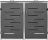 A front view of a gray double trash bin enclosure with silver trim and handles, set against a white background. Náhled obrázku produktu