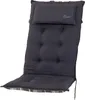 A dark gray high-back chair cushion with a headrest, set against a white background. Produktbild-Vorschau
