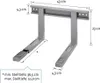 A diagram of a silver microwave bracket with dimensions indicated. Náhľad obrázku produktu