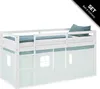 Homestyle4u Kinder Hochbett 90x200 Vorhang grün Kinderbett Produktbild-Vorschau 18