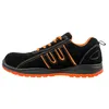 A side view of a black and orange work shoe. Produktbild-Vorschau