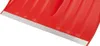 A close-up view of the edge of a red snow shovel with a silver metal strip along the bottom. Produktbild-Vorschau
