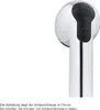 A close-up of a chrome-plated shower head with a black rubber grip, set against a white background. Anteprima dell’immagine prodotto