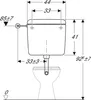 Technical drawing with dimensions of a toilet cistern. Produktbild-Vorschau