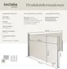 Product information and diagram for a retractable side awning. Produktbild-Vorschau