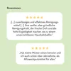 Customer reviews for a cleaning product, presented in speech bubble-like cards. Produktbild-Vorschau