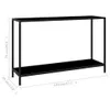 A black console table with dimensions indicated by text overlays. Anteprima dell’immagine prodotto