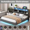 A bedroom scene featuring a modern bed with LED lighting. Produktbild-Vorschau