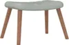 A light gray velvet stool with wooden legs on a white background. Náhľad obrázku produktu