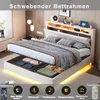 A modern white bed with storage and LED lighting, showcasing its features. Anteprima dell’immagine prodotto