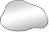 An abstractly shaped mirror with a black frame on a white background. Produktbild-Vorschau