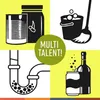 A collage of four different icons representing household tasks and products, with a central green circle containing text. Produktbild-Vorschau