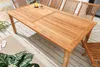 A wooden garden table and chairs set on a wooden deck. Produktbild-Vorschau