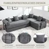 A sectional sofa is shown in a living room setting, with close-up insets highlighting specific features. Voir les images du produit