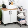 Beiges 3-stöckiges Metallregal auf Rädern 44x31,5x78,5 cm Produktbild-Vorschau 5