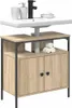 A bathroom vanity cabinet with a sink and faucet. Produktbild-Vorschau