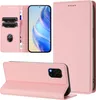 A collage of images showing a pink leather wallet-style phone case for a Xiaomi Mi 10 Lite 5G, with different views and angles. Produktbild-Vorschau