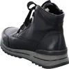 A black leather boot is shown from the side and back against a white background. Anteprima dell’immagine prodotto