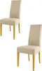 Two modern dining chairs with beige upholstery and light brown wooden legs, presented on a white background. Produktbild-Vorschau