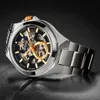 A close-up studio shot of a Bulova automatic watch against a dark background. Podgląd zdjęcia produktu
