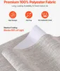 Close-up of fabric with text overlay describing its features. Voir les images du produit