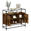 vidaXL Sideboard mit Glasplatte Räuchereiche 98x35x81 cm Produktbild-Vorschau 3
