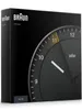 The image shows the packaging of a Braun wall clock. Voir les images du produit