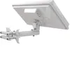 A white satellite antenna with a twin LNB mounted on a white bracket, isolated on a white background. Náhľad obrázku produktu
