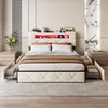 Letto matrimoniale 160 x 200 cm con LED e USB, imbottito Anteprima dell’immagine prodotto 4