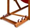 A close-up view of the wooden frame and purple accents of a reclining chair. Náhľad obrázku produktu
