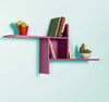 A purple wall shelf with books, a potted plant, and a cactus. Produktbild-Vorschau