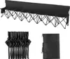A black 8-seater folding bench is shown in its extended form at the top of the image, and folded and in a carrying bag at the bottom. The background is white. Anteprima dell’immagine prodotto