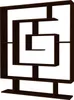 A dark brown, modern bookshelf with an abstract, maze-like design, shown against a white background. Produktbild-Vorschau