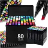Alkohol Marker Marker Stifte Doppelseitig Satz Von 80Pcs + Produktbild-Vorschau 1