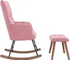 vidaXL Houpací křeslo se stoličkou Velvet Pink Náhled obrázku produktu 3