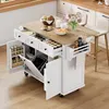 A kitchen island cart with its doors and drawers open, displaying food items and kitchenware, in a kitchen setting. Podgląd zdjęcia produktu
