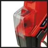 A close-up view of the top section of a red garden shredder, focusing on the transparent lid and part of the red casing. Podgląd zdjęcia produktu