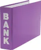 A purple bank folder is shown standing upright. Produktbild-Vorschau