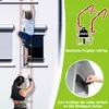 A boy and a woman are shown using a red and silver emergency escape ladder attached to a building. Voir les images du produit