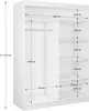 A diagram showing the dimensions of a white wardrobe. Produktbild-Vorschau