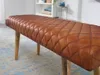 WOHNLING Sitzbank Echtleder / Massivholz Bank 115x53x38 cm Produktbild-Vorschau 8