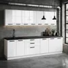 ULWEHOME Küchenzeile 260 cm Weiß Hochglanz, Küchenmöbel-Set Produktbild-Vorschau 5