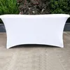 A white rectangular tablecloth is draped over a table, set outdoors on a concrete surface with greenery in the background. Produktbild-Vorschau