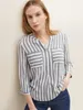 TOM TAILOR Gestreifte 3/4 Arm Bluse V-Ausschnitt Business Produktbild-Vorschau 3