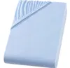 A folded light blue fitted sheet is shown on a white background. Produktbild-Vorschau