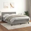 vidaXL Boxspringbett mit Matratze Hellgrau 140x200 cm Samt Produktbild-Vorschau 2