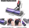 A vacuum cleaner brush head with dimensions and step-by-step instructions for replacement. Produktbild-Vorschau